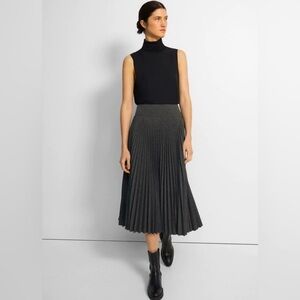 LOFT Pleated Gray Midi Skirt